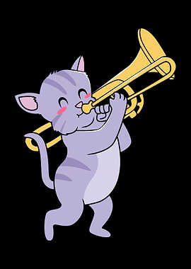Cat Playing Trombone