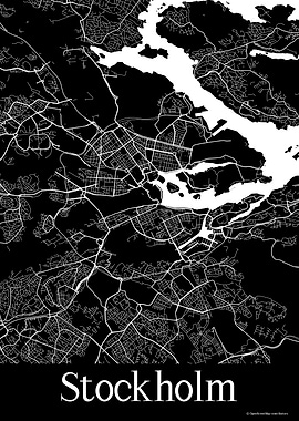 Stockholm Sweden Black Map