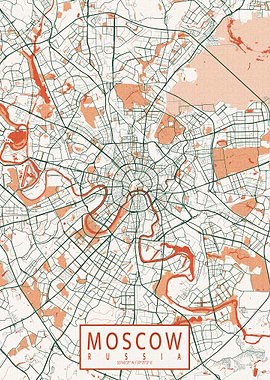 Moscow City Map Bohemian