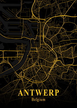 Antwerp City Map Belgium