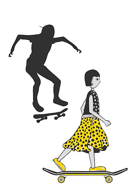 Girl learnin to skateboard