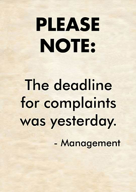 DEADLINE COMPLAINT VINTAGE
