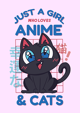 Cute black cat anime