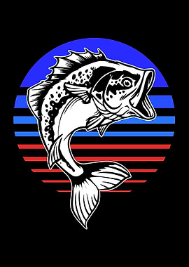 Bass Fishing American Flag