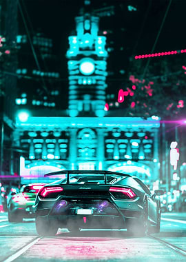 Car Retro Neon Cyberpunk