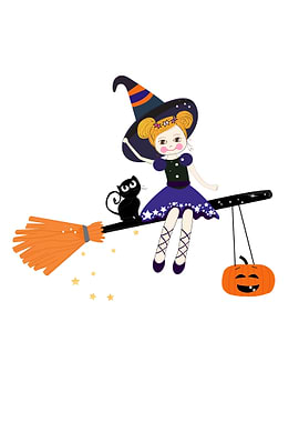 Cute witch happy halloween