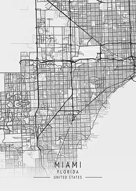 Miami City Map Florida USA
