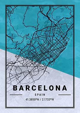 Barcelona City Map Spain