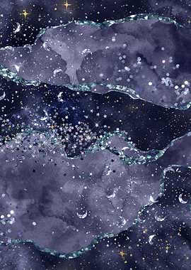 Navy Blue Glitter Agate 05