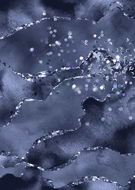Navy Blue Glitter Agate 03