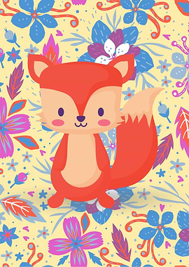 Cute Floral Fox for kids