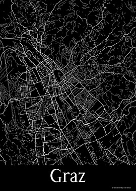 Graz Austria Black Map