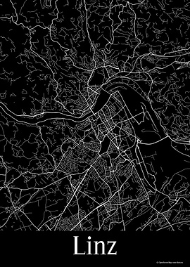 Linz Austria Black Map