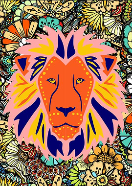 Vibrant Colorful Lion