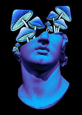 Mushroom Vaporwave Statue