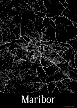 Maribor Slovenia Black Map