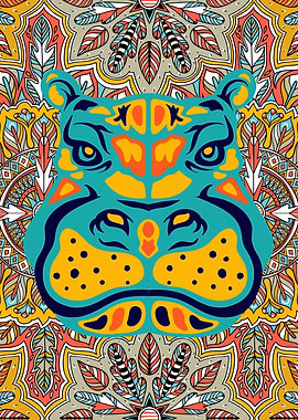 Vibrant Colorful Hippo