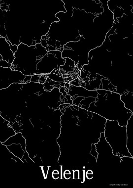 Velenje Slovenia Black Map