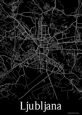 Ljubljana Black Map