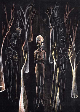 lonely person in the fores