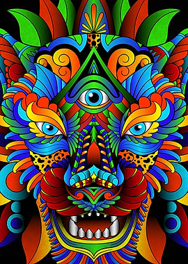 jaguar colorful aztec