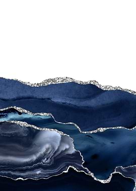 Navy Silver Agate Textu 07