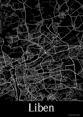 Liben Czechia Black Map