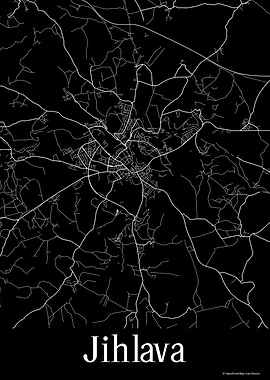 Jihlava Czechia Black Map