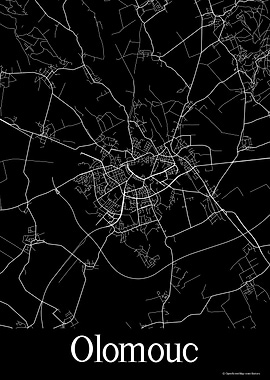 Olomouc Czechia Black Map