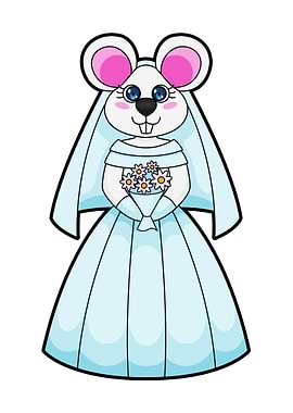 Mouse Bride Bunch Flowers