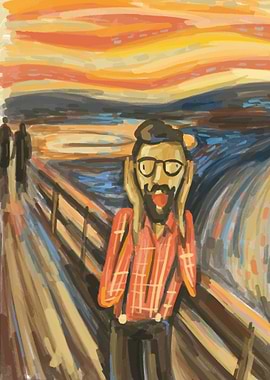 Scream oil painting parody