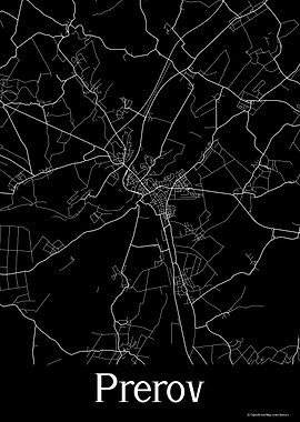 Prerov Czechia Black Map