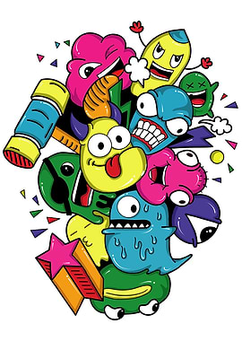 colorful doodle monster