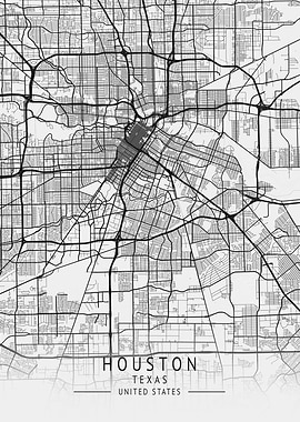 Houston City Map Texas USA