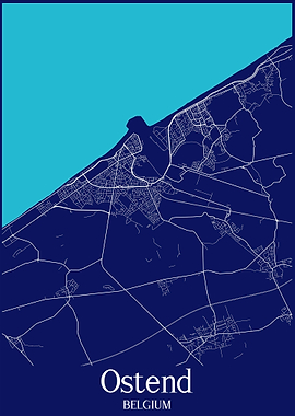 Ostend City Map Belgium