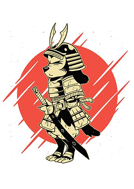 Minimalistic dog samurai