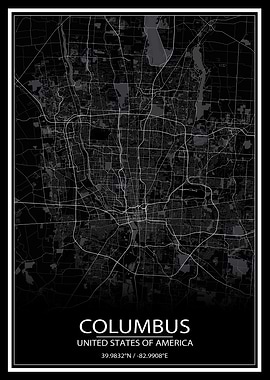 Columbus Black Map