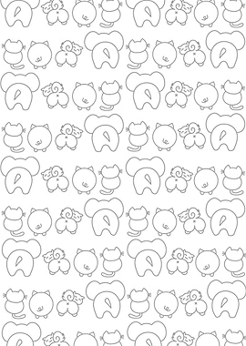 Cute animals showing back