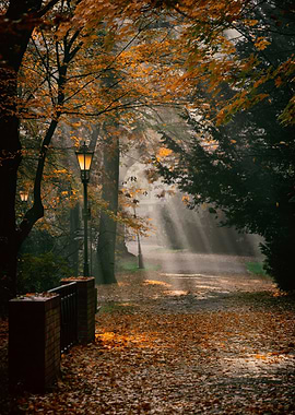 Autumn path, tress, park