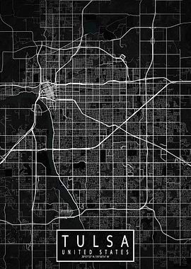 Tulsa City Map Dark