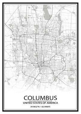 Columbus White Map