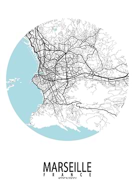 Marseille City Map Circle