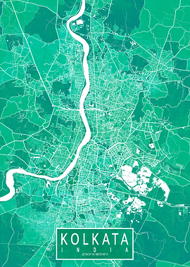 Kolkata Map Watercolor