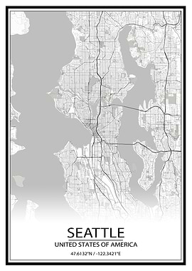 Seattle White Map