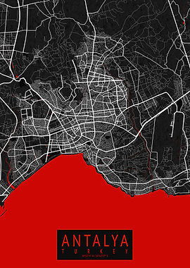 Antalya City Map Oriental