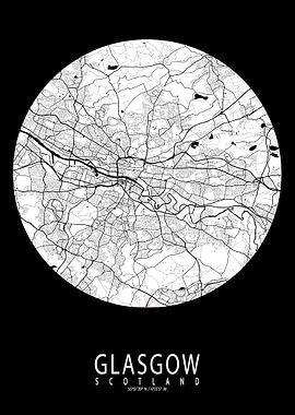 Glasgow City Map Full Moon