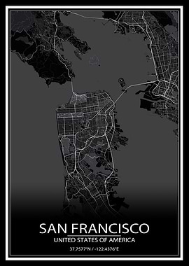 San Francisco Black Map