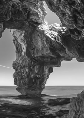 Caves by the Sea B and W