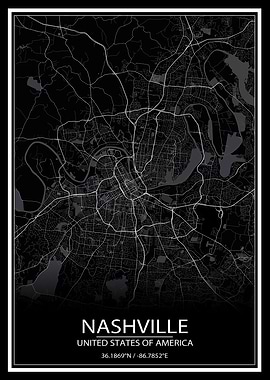 Nashville Black Map
