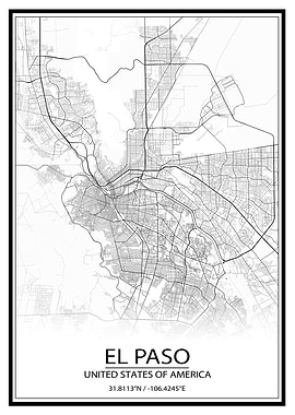 El Paso White Map
